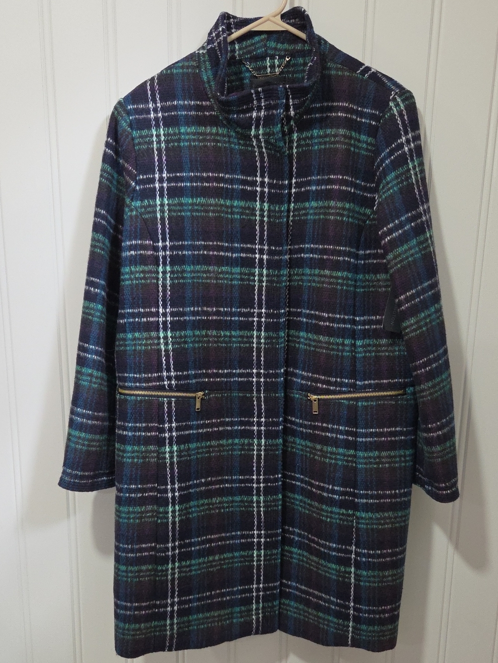 NWT! Worthington Plaid Wool Coat Size XL